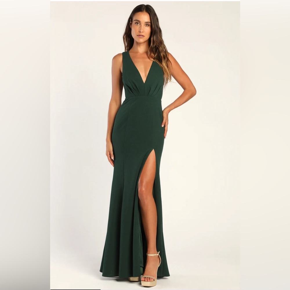 All For The Romance Dark Green Backless Mermaid Maxi Dress
